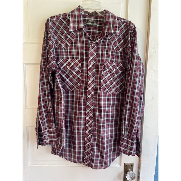 Vintage Outlaw Western Wear Size Large Long-Sleeve Pearl Button Front Shirt - Picture 1 of 6